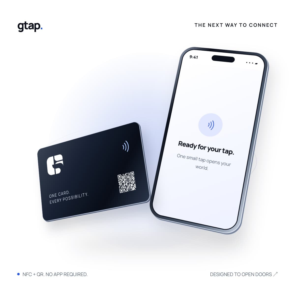G-tap NFC card and digital profile in a 3D studio